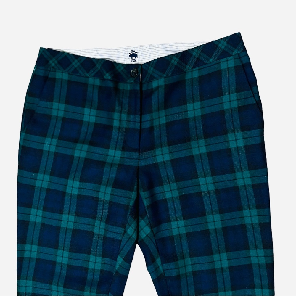 Brooks Brothers Red Fleece 100% Wool Blue and Green Checkered Pants Size 8 - Picture 3 of 12